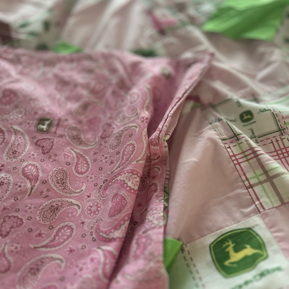 Vintage John Deere Pink and Green Quilt handmade